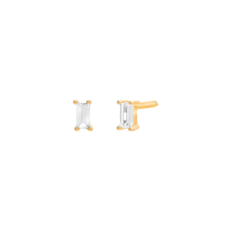 Mini Colored Baguette Stud Earring sold by Adina Eden's