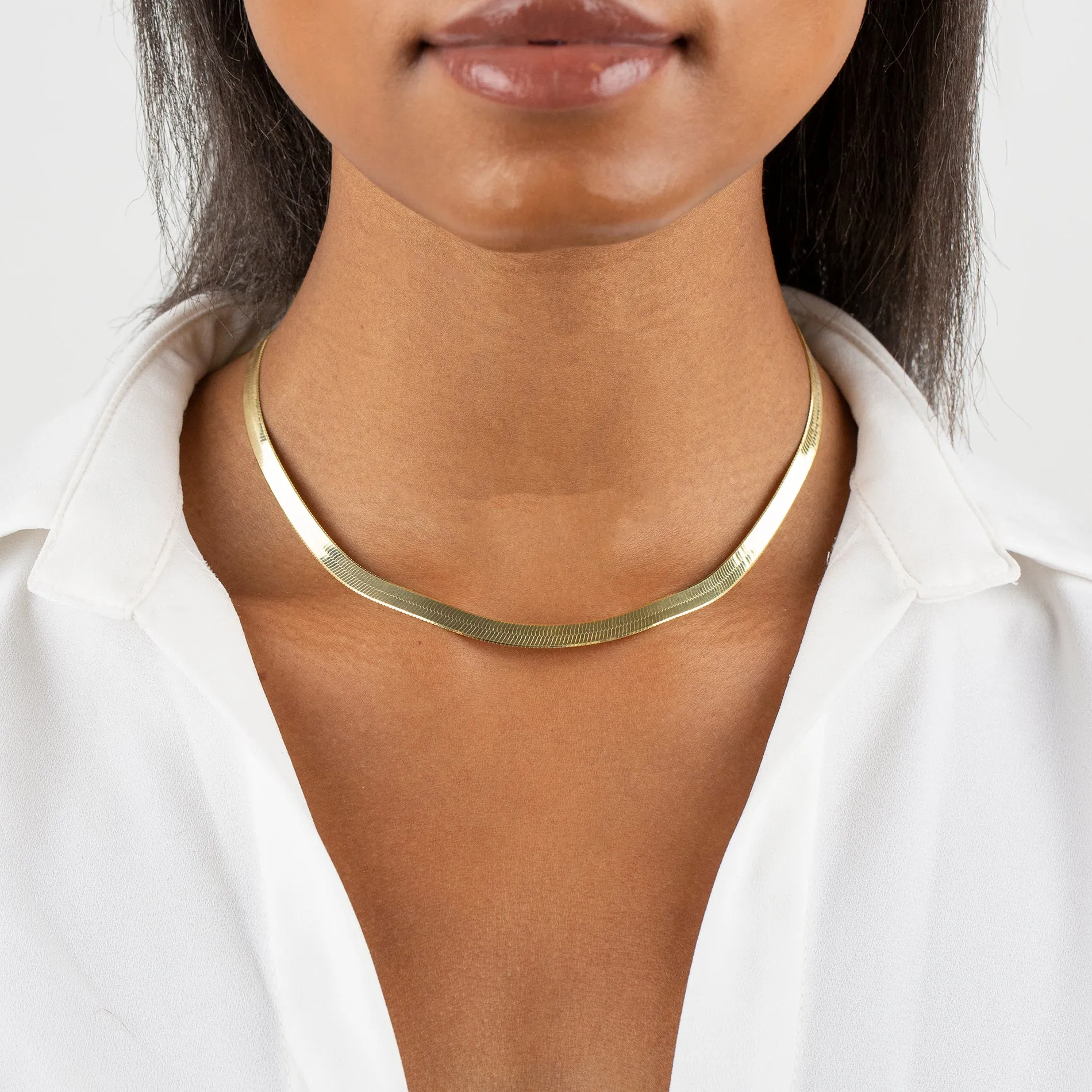 Thick Herringbone Necklace sold by Adina Eden's product image thumbnail 2