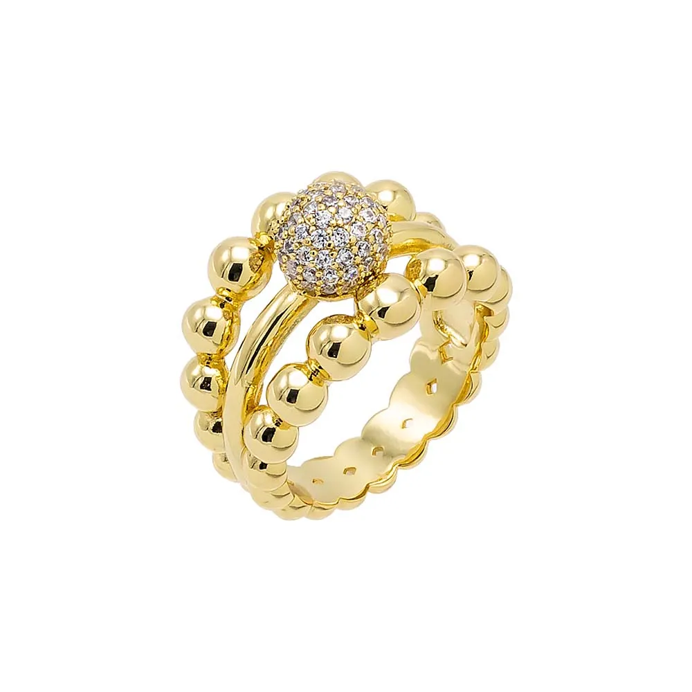 Solid/Pave Triple Row Beaded Ring sold by Adina Eden's