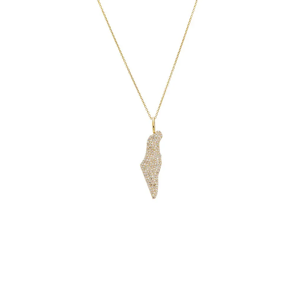 Diamond Pave Map Of Israel Necklace 14K sold by Adina Eden's