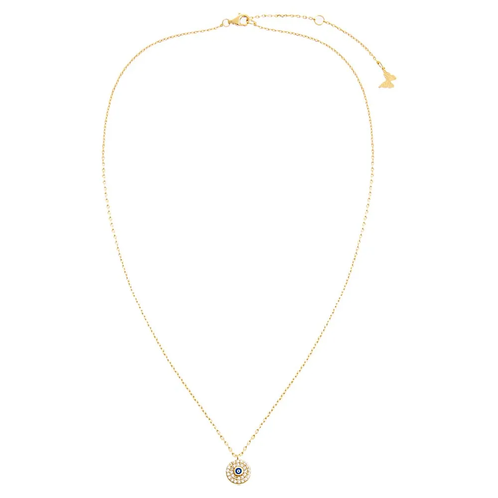 Pavé & Enamel Evil Eye Disc Necklace sold by Adina Eden's product image thumbnail 3