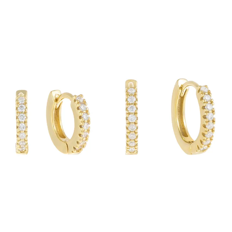 CZ Mini Huggie Earring Combo Set sold by Adina Eden's