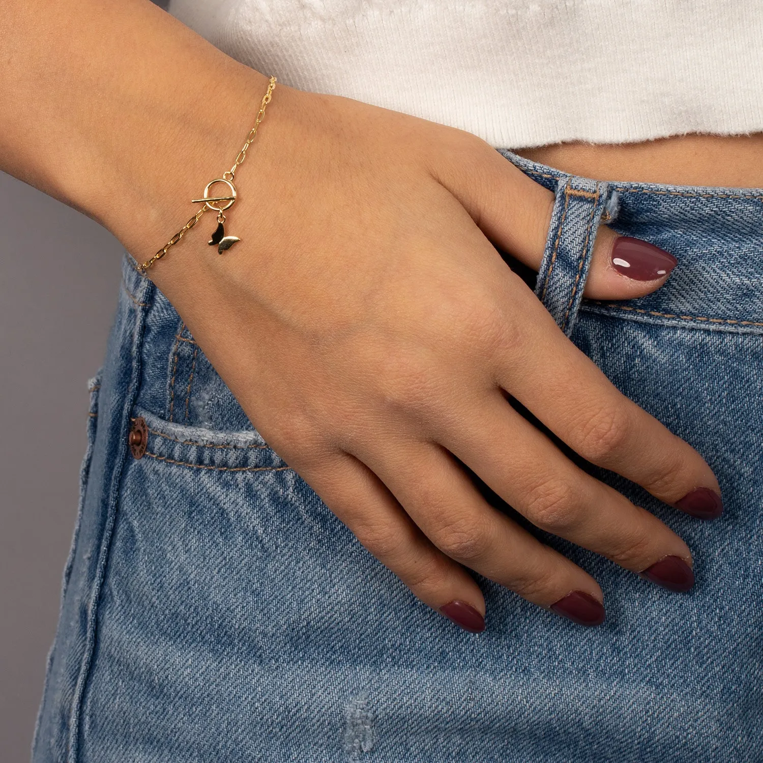 Solid Butterfly Toggle Bracelet sold by Adina Eden's product image thumbnail 2