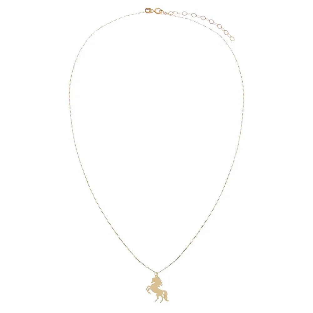Solid Horse Pendant Necklace 14K sold by Adina Eden's product image thumbnail 3