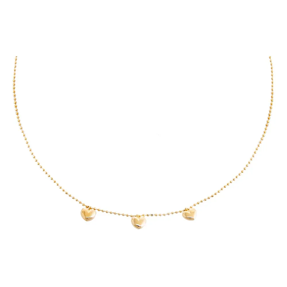 Dangling Puffy Hearts Necklace 14K sold by Adina Eden's