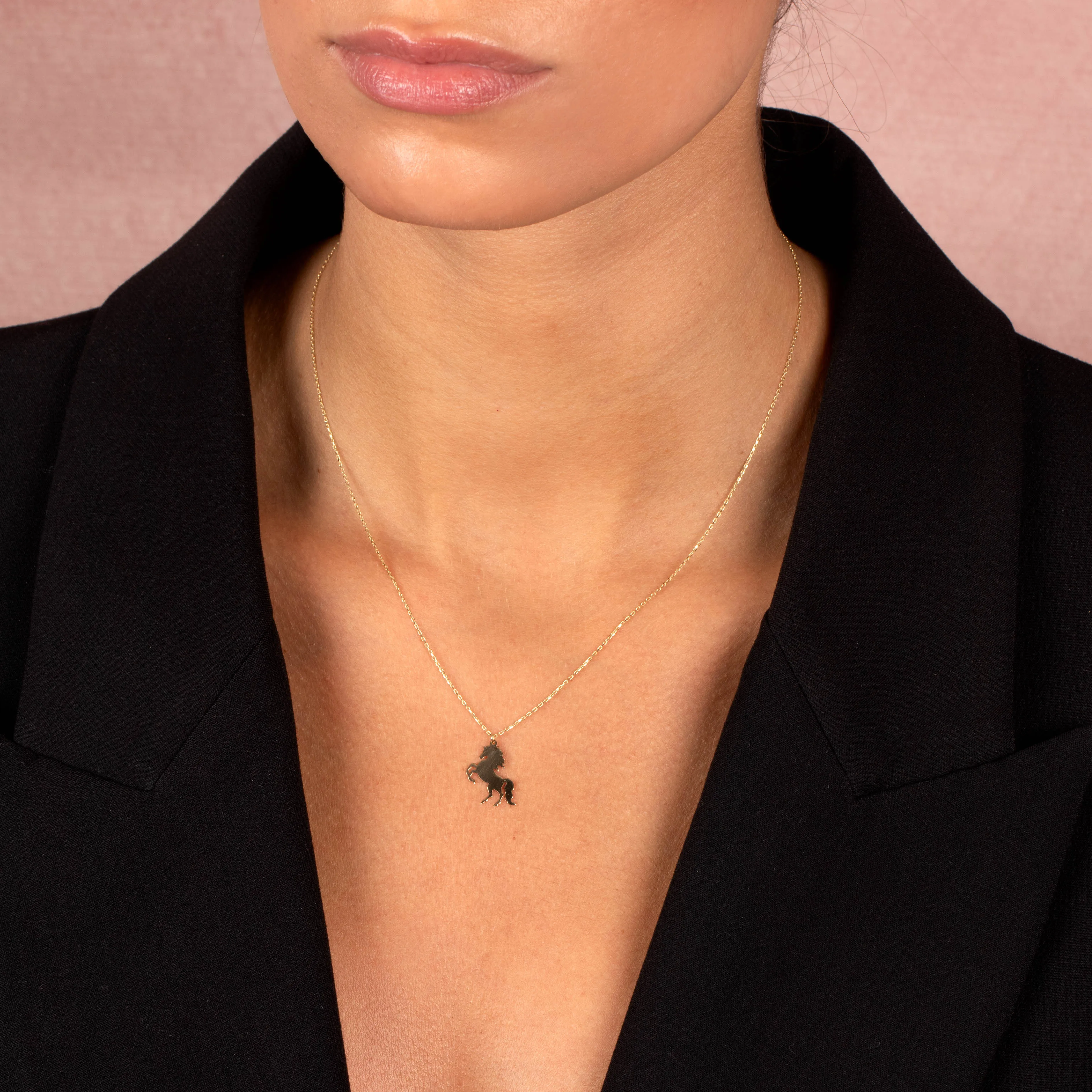 Solid Horse Pendant Necklace 14K sold by Adina Eden's product image thumbnail 2