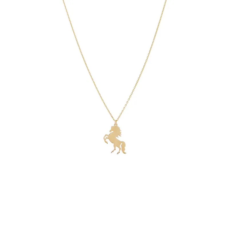Solid Horse Pendant Necklace 14K sold by Adina Eden's