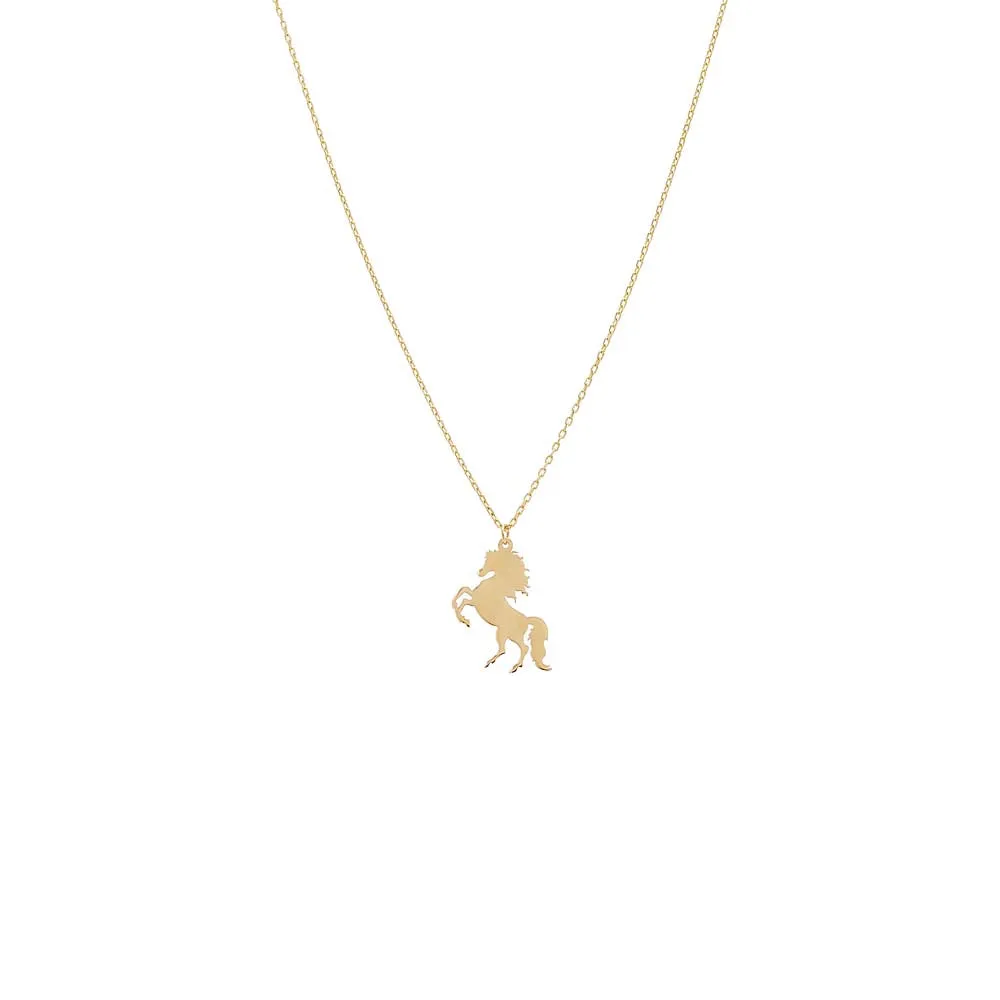 Solid Horse Pendant Necklace 14K sold by Adina Eden's