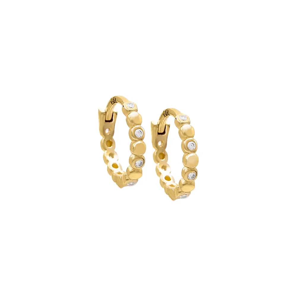 Bezel x Bead Huggie Earring 14K sold by Adina Eden's