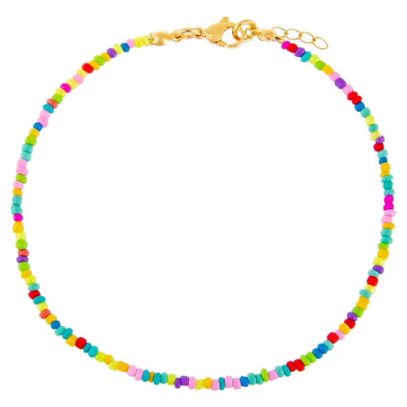 Rainbow Beaded Anklet sold by Adina Eden's