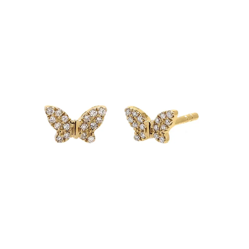 Diamond Pave Mini Butterfly Stud Earring 14K sold by Adina Eden's