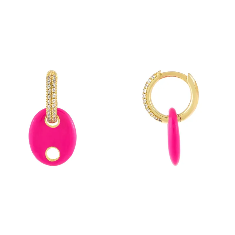 Enamel x Pavé Mariner Huggie Earring sold by Adina Eden's