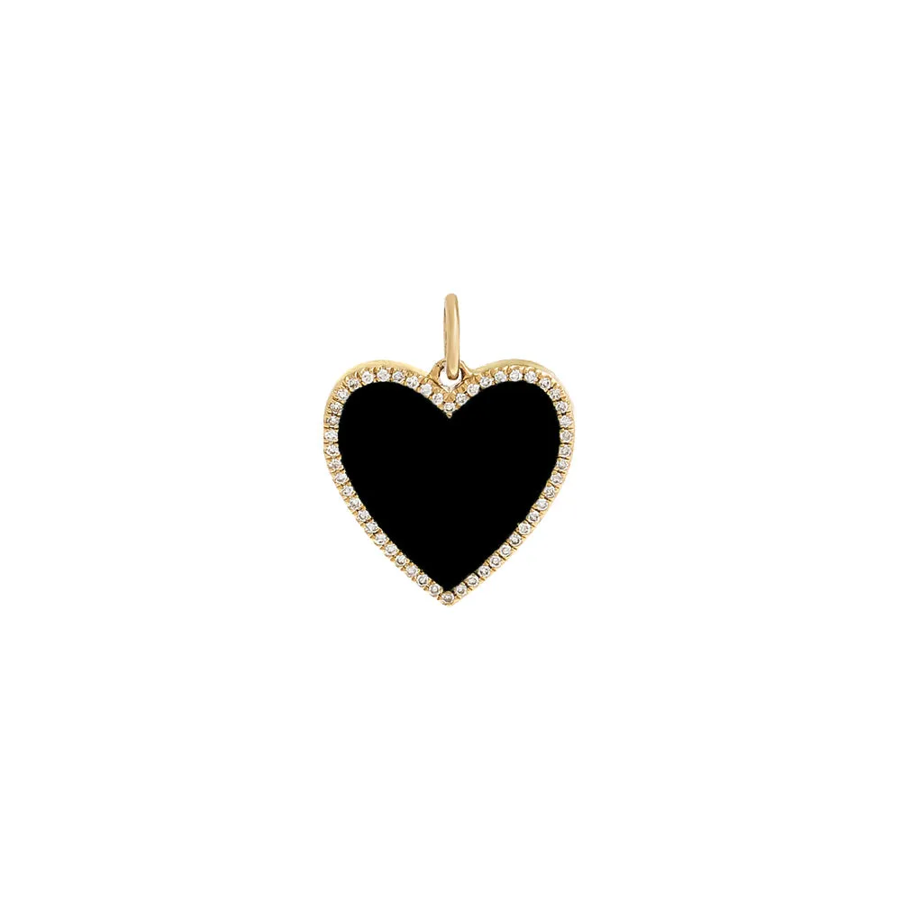Diamond Onyx Heart Necklace Charm 14K sold by Adina Eden's