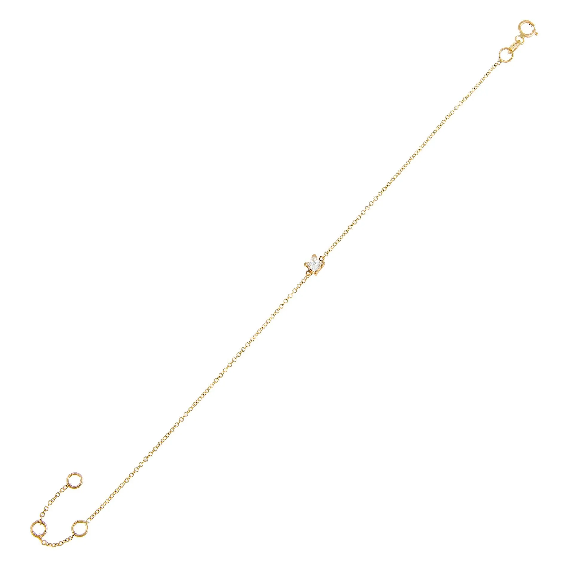Diamond Tiny Princess Cut Bracelet 14K sold by Adina Eden's