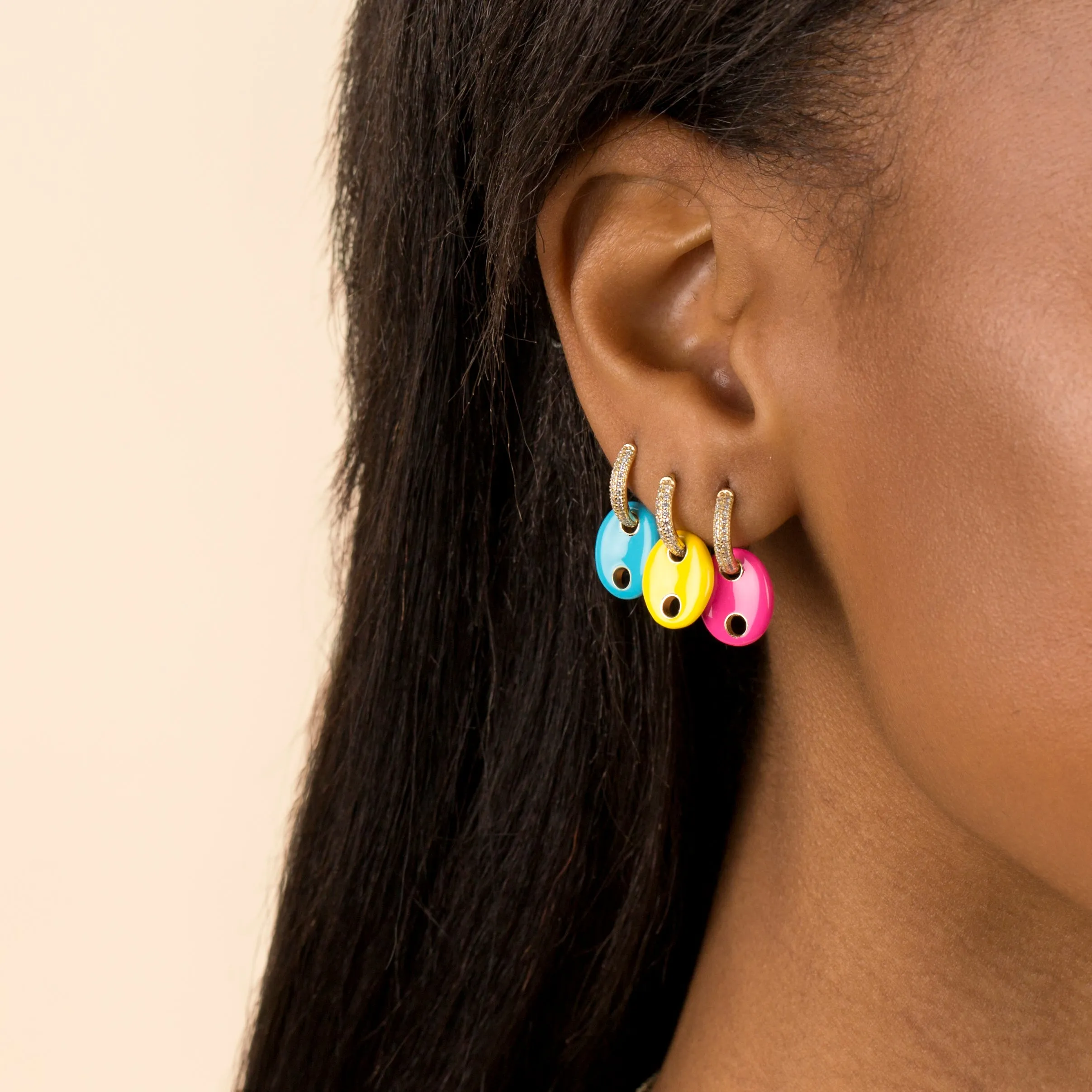 Enamel x Pavé Mariner Huggie Earring sold by Adina Eden's product image thumbnail 2