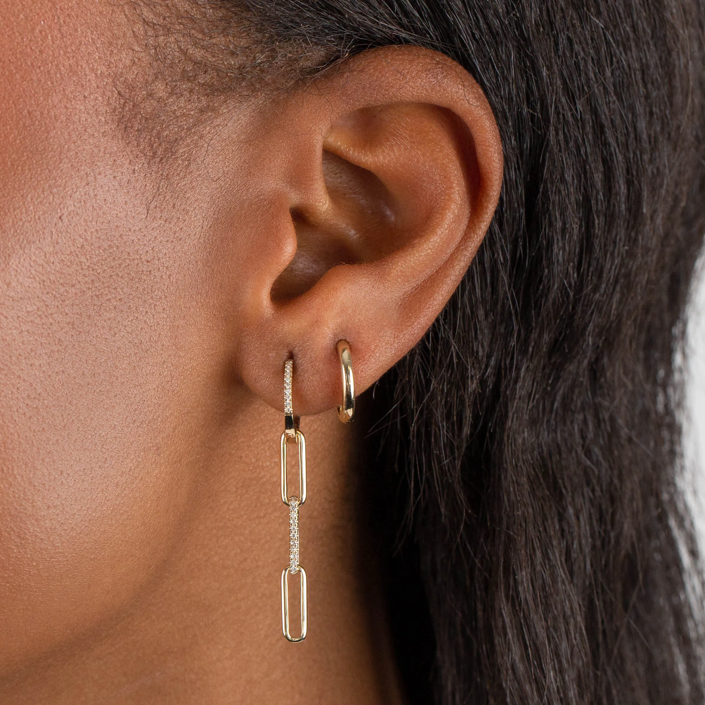 Diamond Paperclip Huggie Earring 14K sold by Adina Eden's product image thumbnail 2
