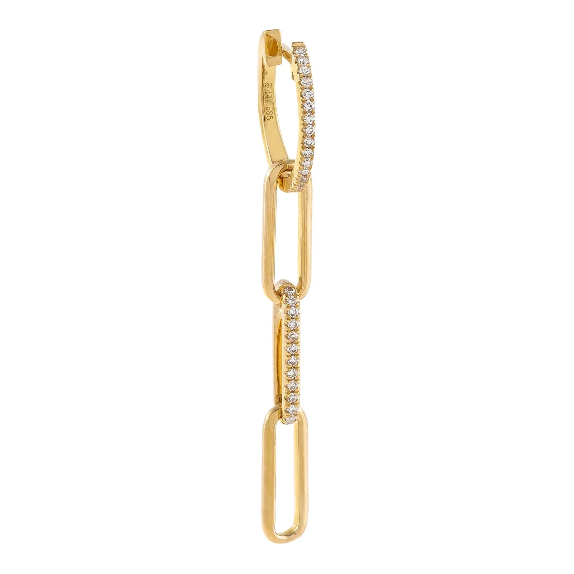 Diamond Paperclip Huggie Earring 14K sold by Adina Eden's