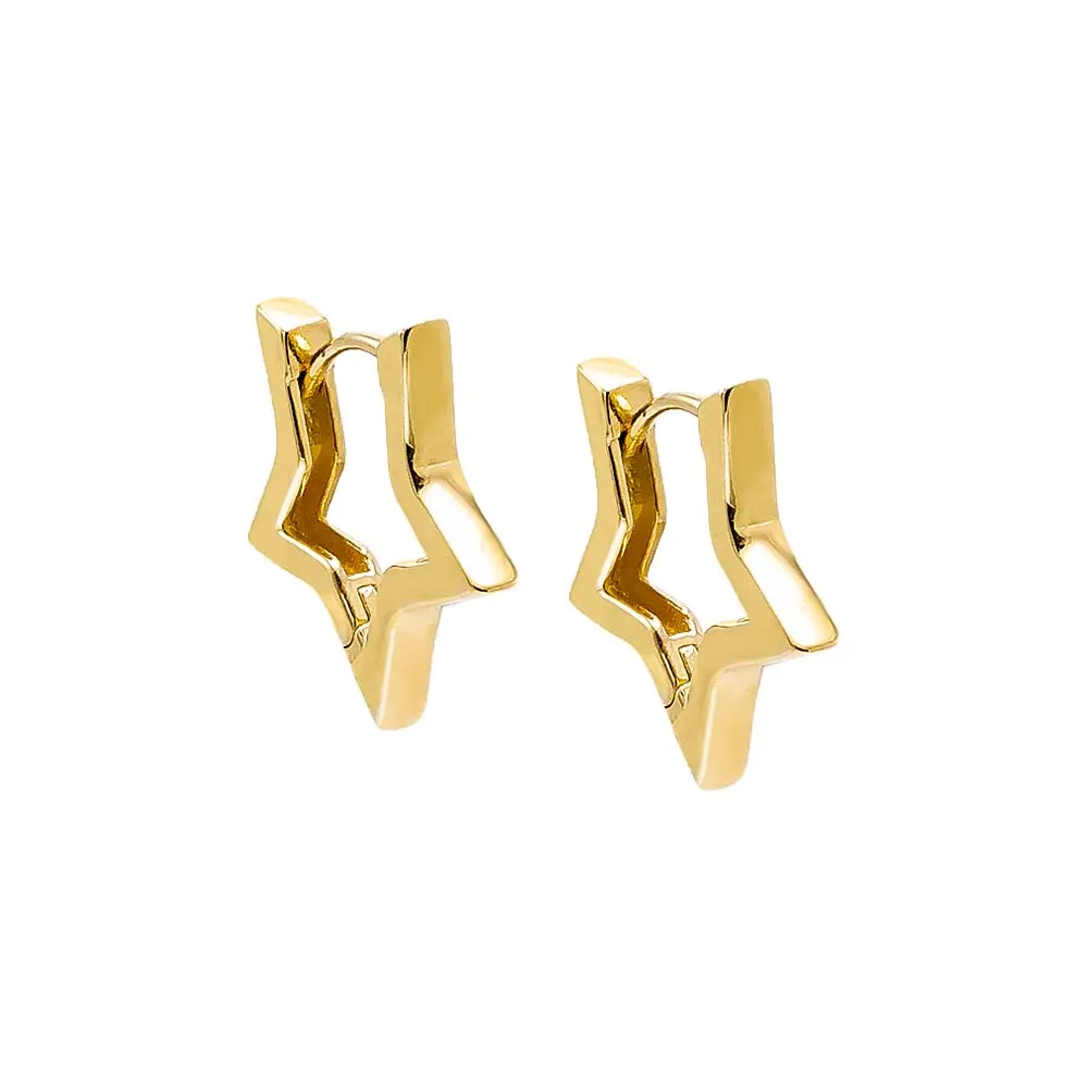 Solid Star Shape Huggie Earring 14K sold by Adina Eden's
