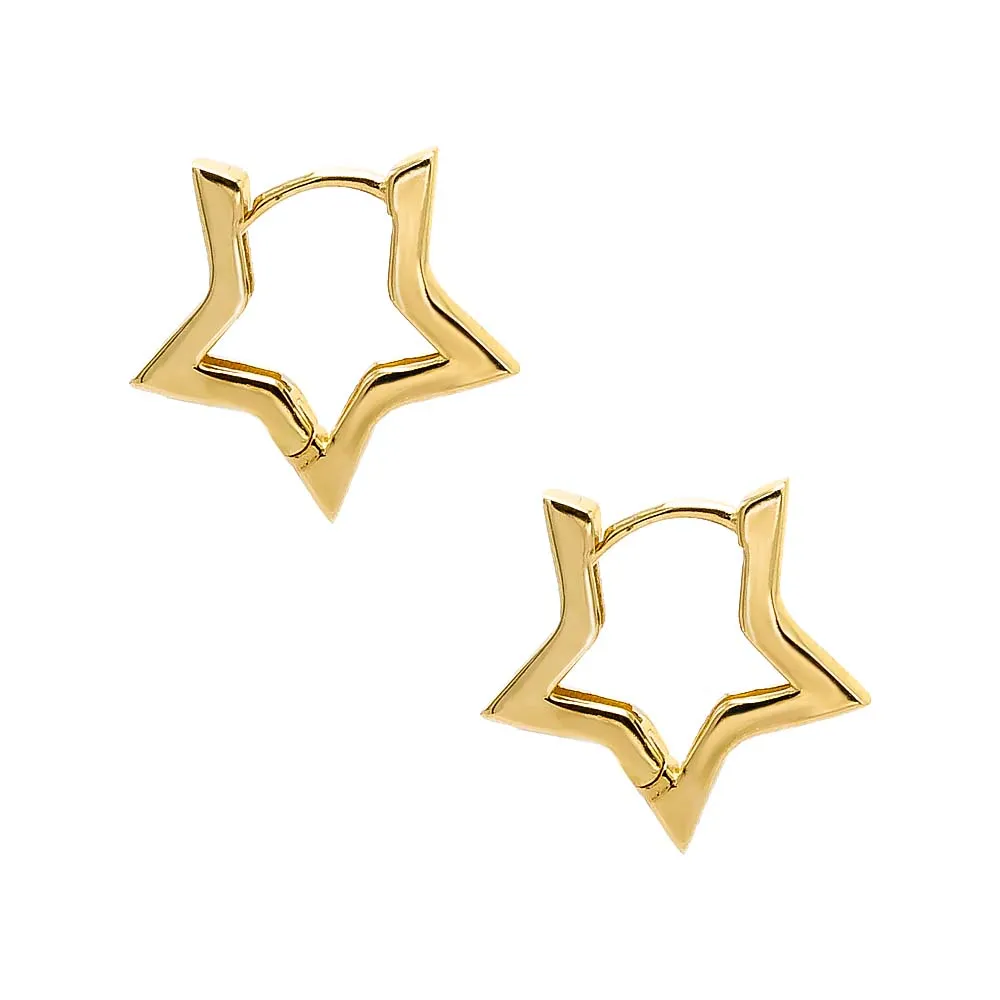 Solid Star Shape Huggie Earring 14K sold by Adina Eden's product image thumbnail 3