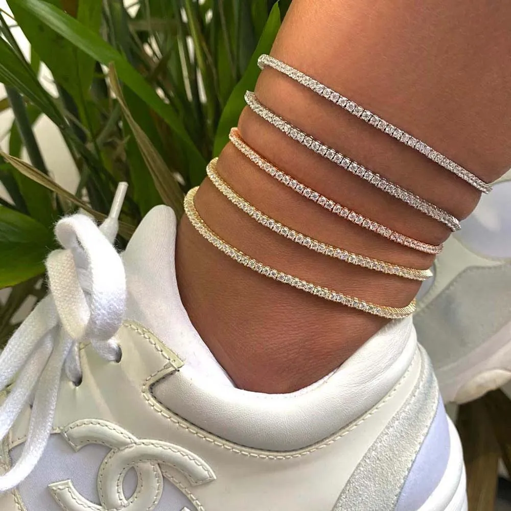 Thin Tennis Anklet sold by Adina Eden's product image thumbnail 2