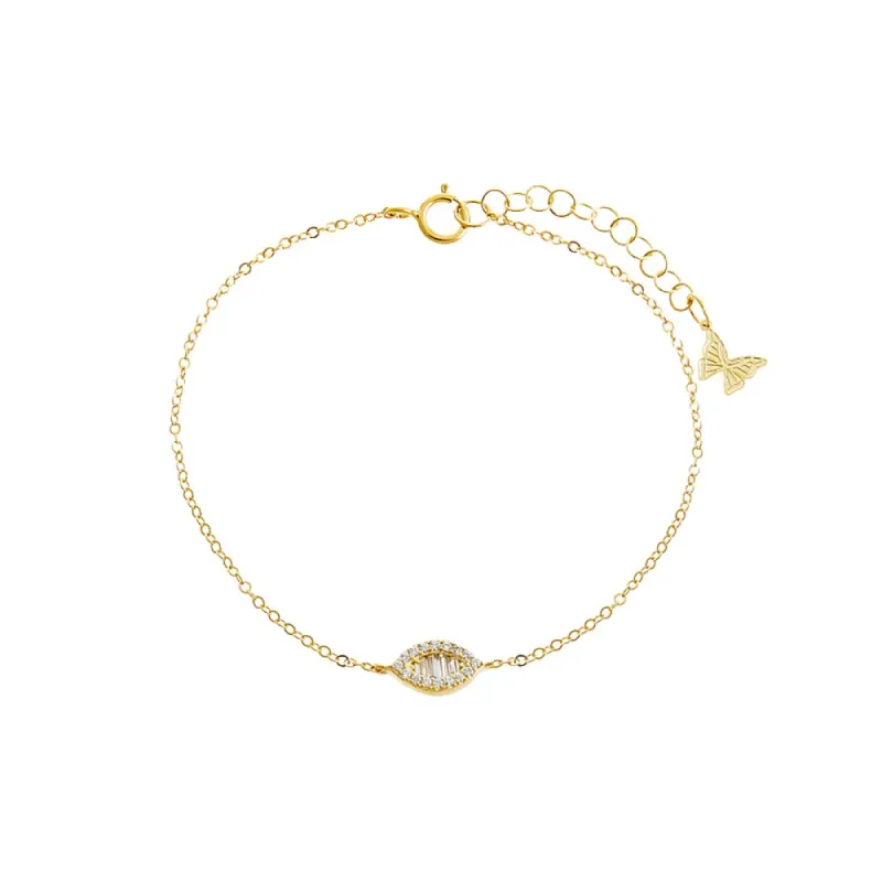 Pave X Baguette Marquise Chain Bracelet sold by Adina Eden's