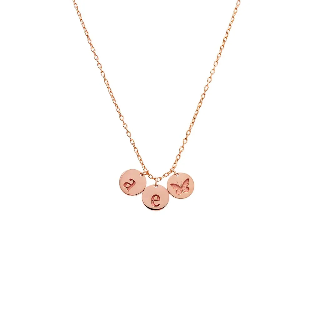 Engraved Initials X Butterfly Dangling Pendant Necklace sold by Adina Eden's product image thumbnail 4