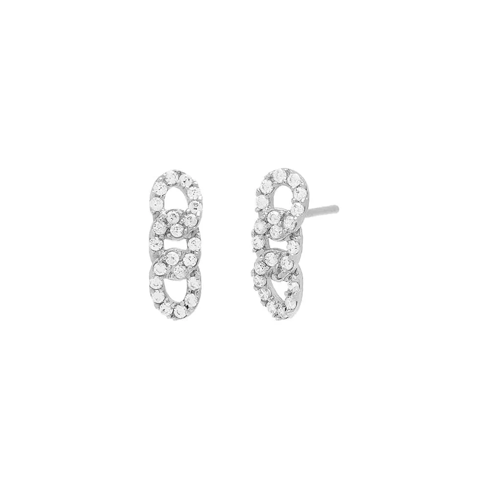 Pavé Chain Link Bar Stud Earring 14K sold by Adina Eden's product image thumbnail 3