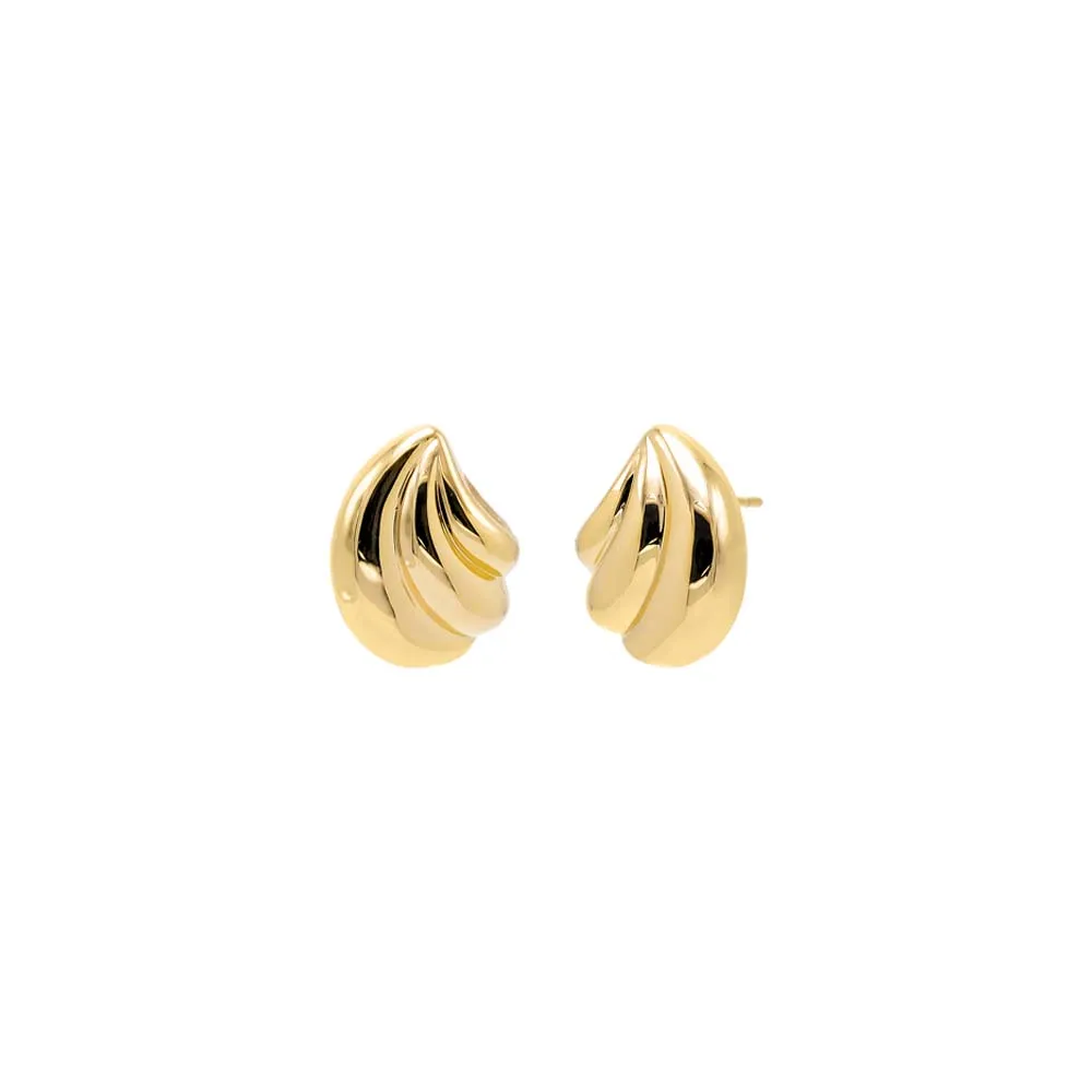 Solid Shell Ridged On The Ear Stud Earring 14K sold by Adina Eden's