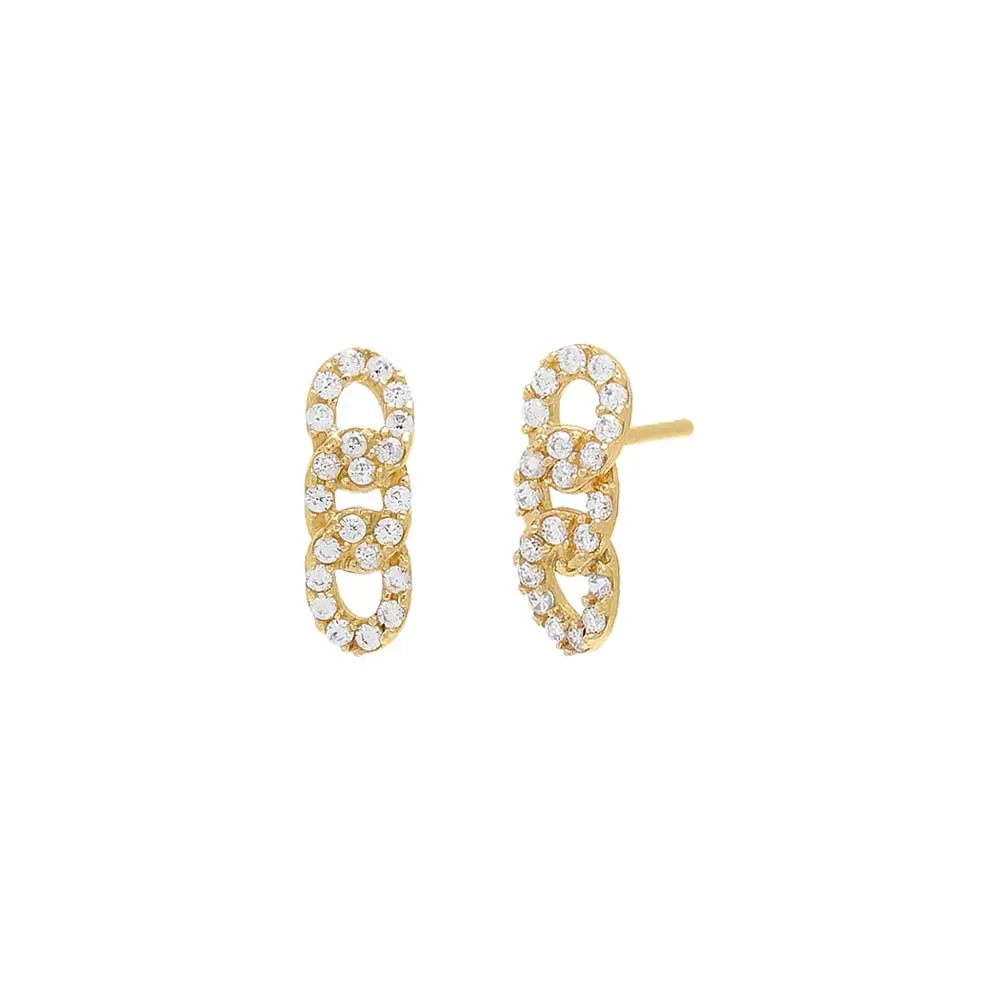 Pavé Chain Link Bar Stud Earring 14K sold by Adina Eden's