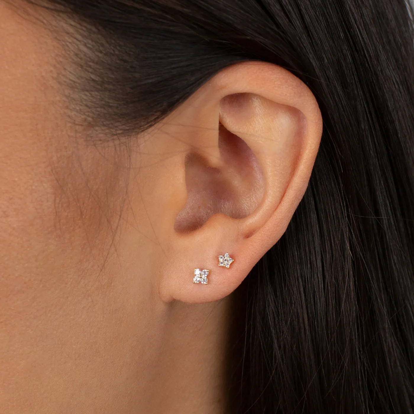 Itty Bitty CZ Flower Stud Earring 14K sold by Adina Eden's product image thumbnail 2