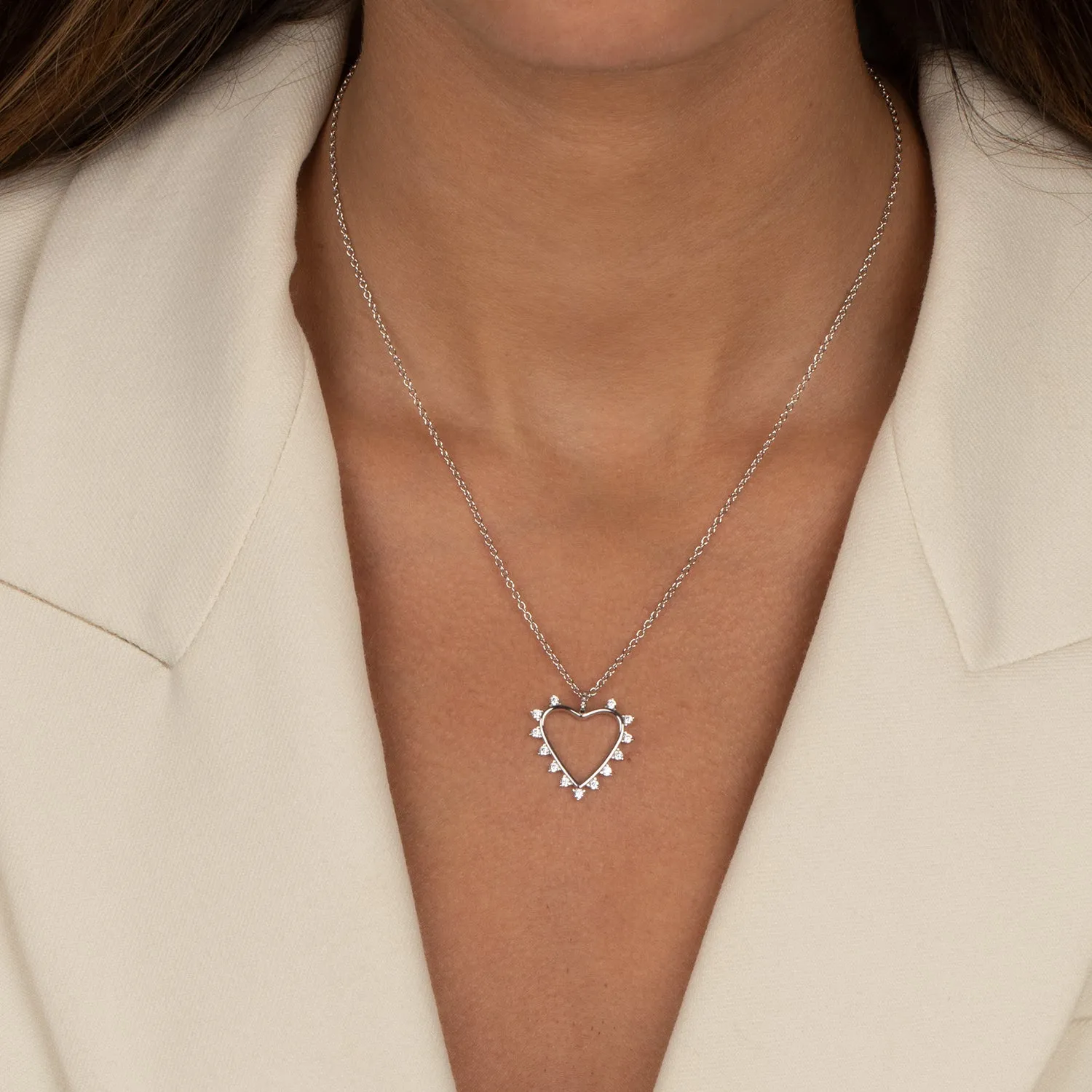 CZ Rimmed & Pave Open Heart Pendant Necklace sold by Adina Eden's product image thumbnail 2