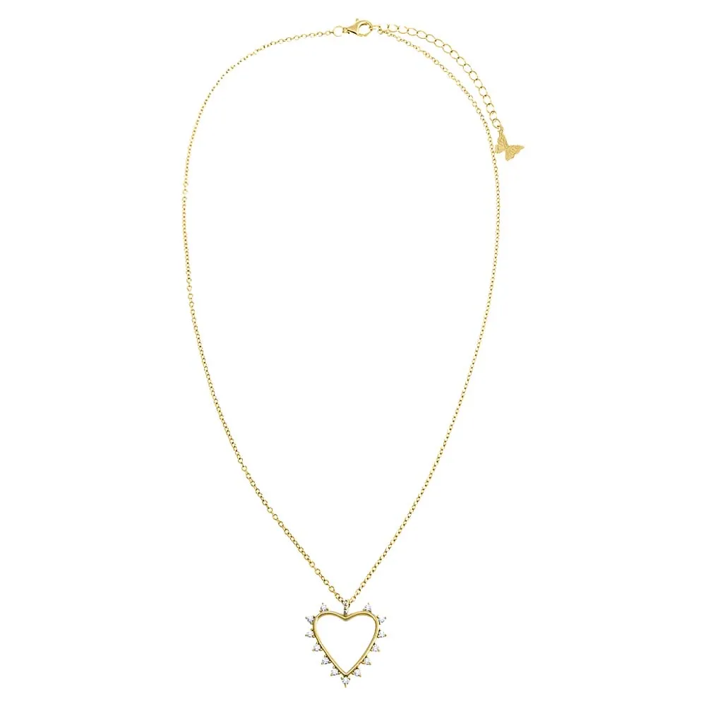 CZ Rimmed & Pave Open Heart Pendant Necklace sold by Adina Eden's product image thumbnail 3