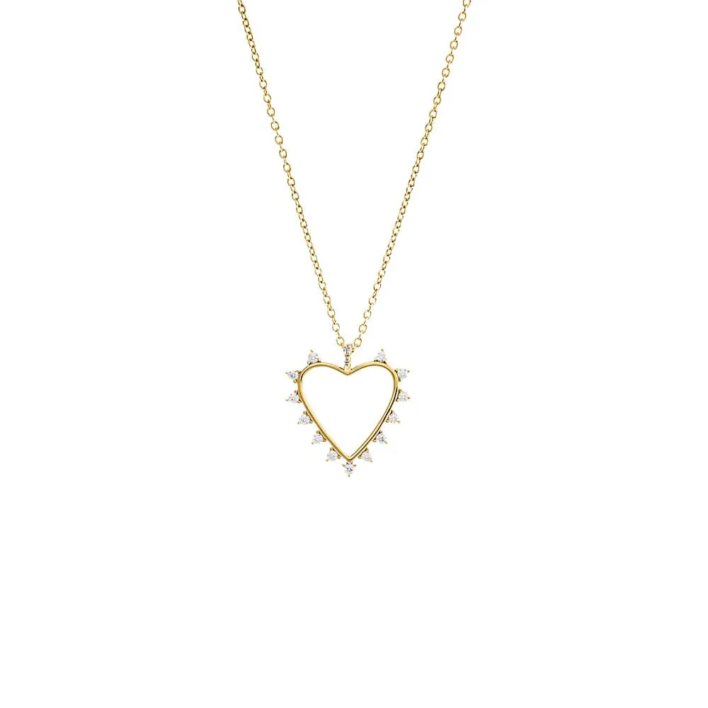CZ Rimmed & Pave Open Heart Pendant Necklace sold by Adina Eden's