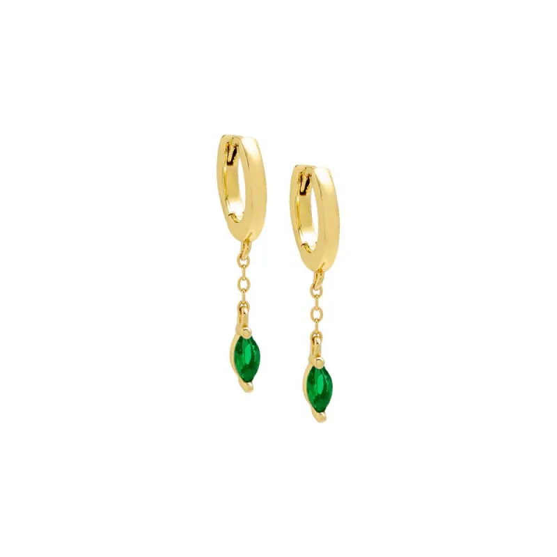 Colored Marquise Dangling Chain Huggie Earring sold by Adina Eden's