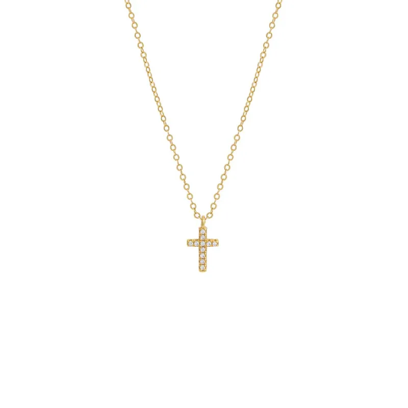 Mini Pavé Cross Necklace sold by Adina Eden's