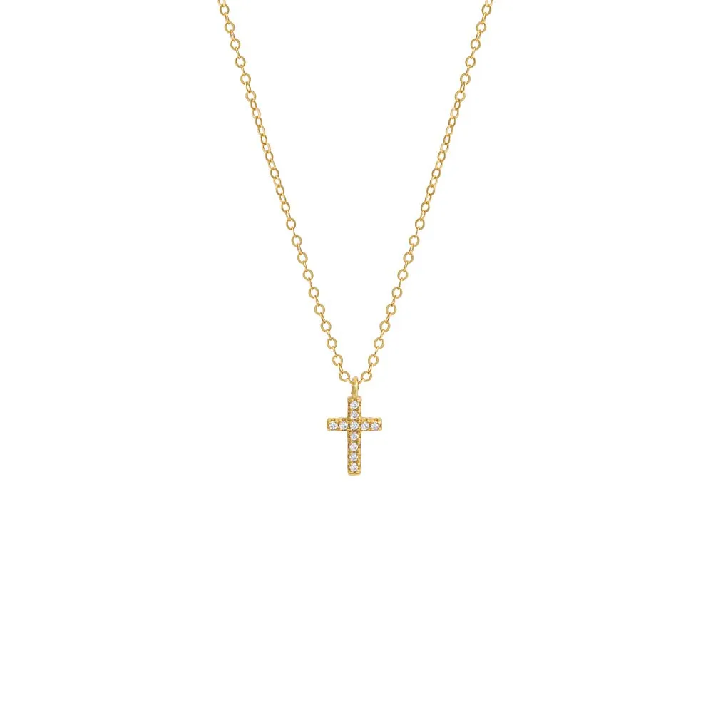 Mini Pavé Cross Necklace sold by Adina Eden's