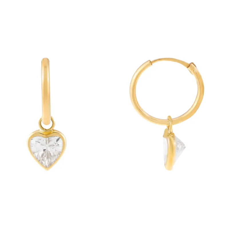 CZ Heart Hoop Earring 14K sold by Adina Eden's