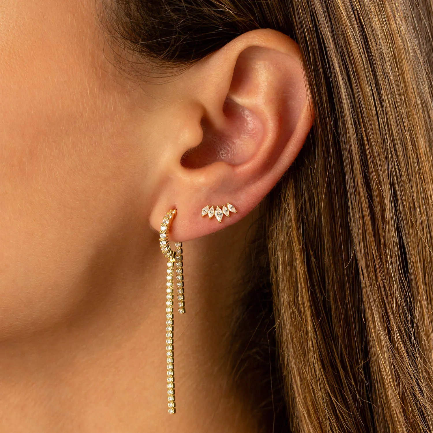 Thin Tennis Front Back Drop Stud Earring sold by Adina Eden's product image thumbnail 2