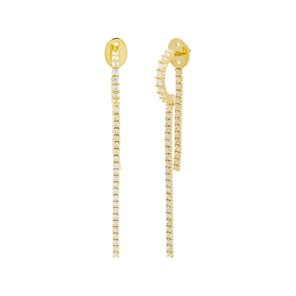 Thin Tennis Front Back Drop Stud Earring sold by Adina Eden's
