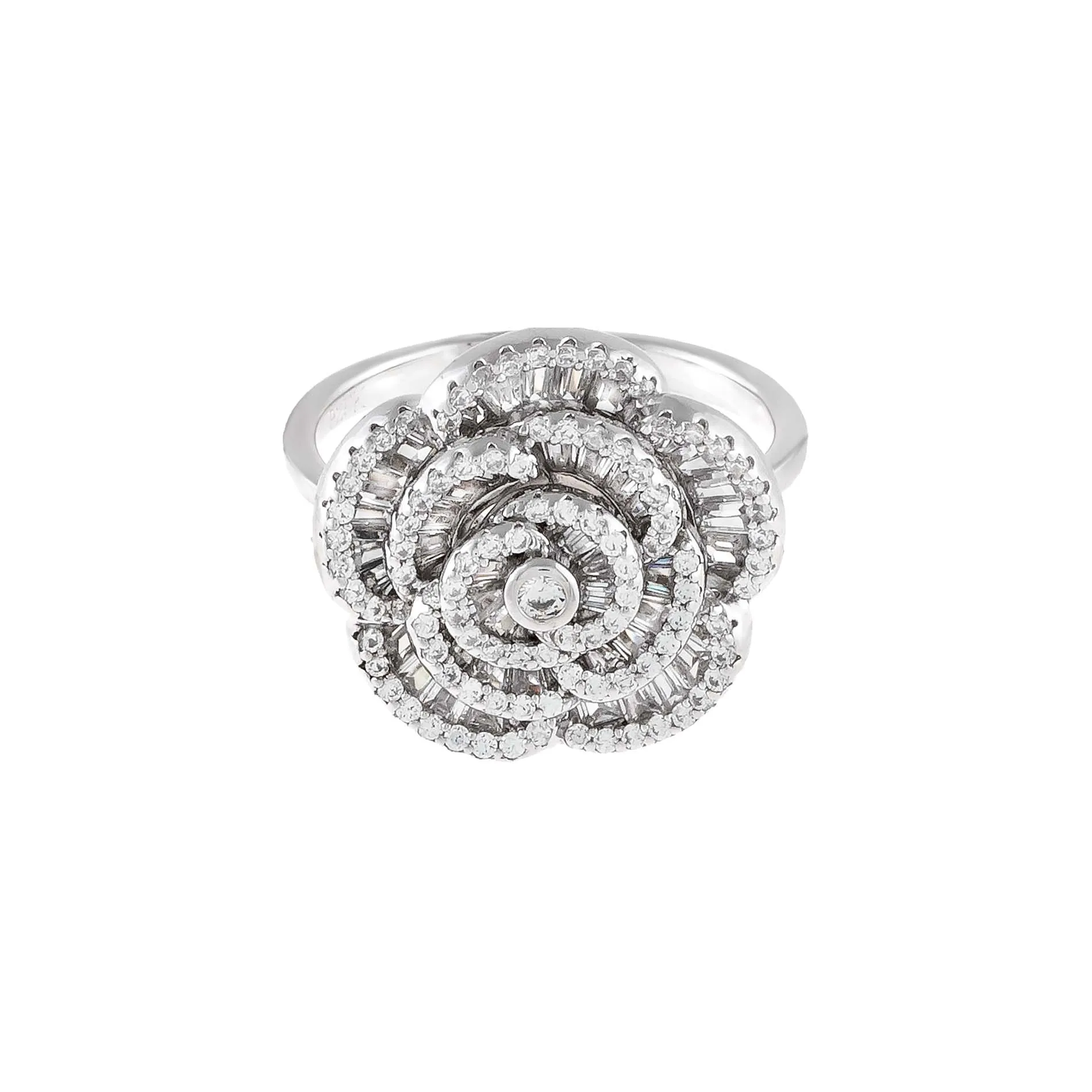 Pavé x Baguette Flower Ring sold by Adina Eden's product image thumbnail 3