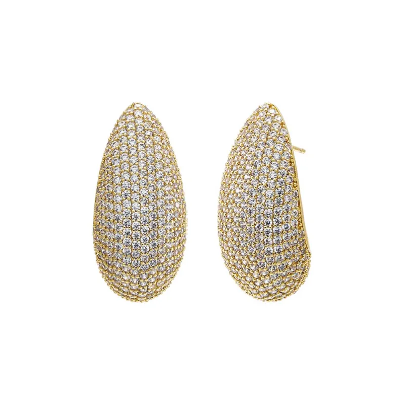 Pave Puffy Oval On The Ear Stud Earirng sold by Adina Eden's