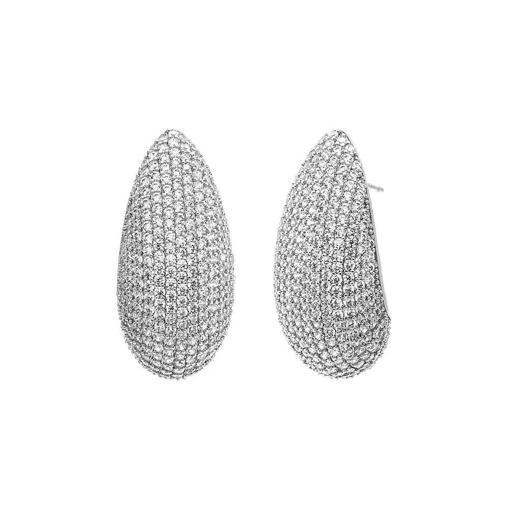 Pave Puffy Oval On The Ear Stud Earirng sold by Adina Eden's product image thumbnail 5
