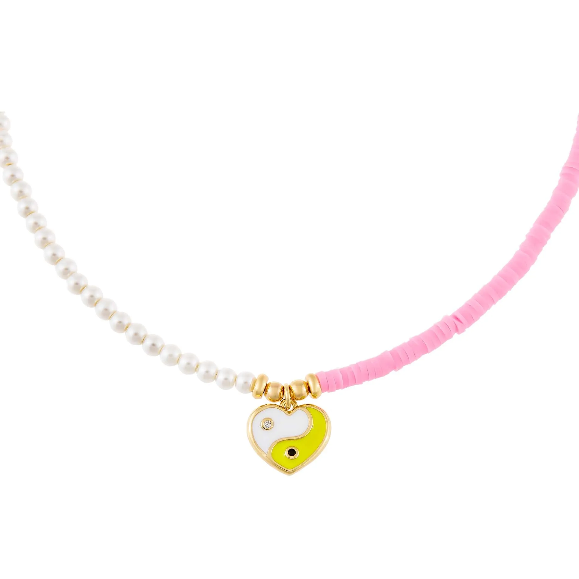 Yin & Yang Heart Beaded Necklace sold by Adina Eden's product image thumbnail 4