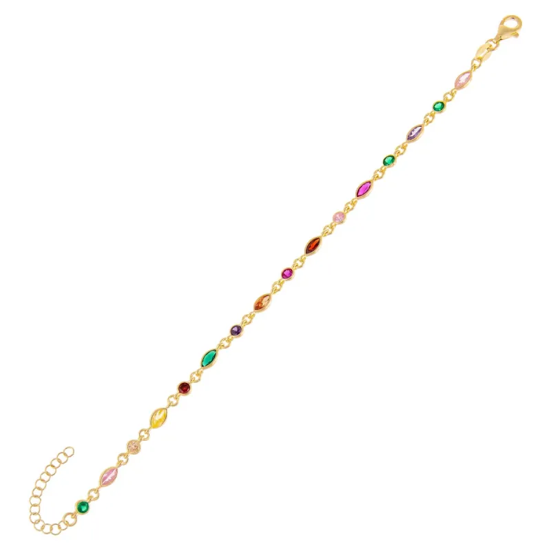 CZ Bezel Colored Marquise Bracelet sold by Adina Eden's
