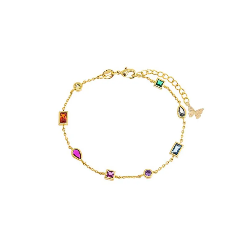 Multi Shape CZ Bezel Chain Bracelet sold by Adina Eden's