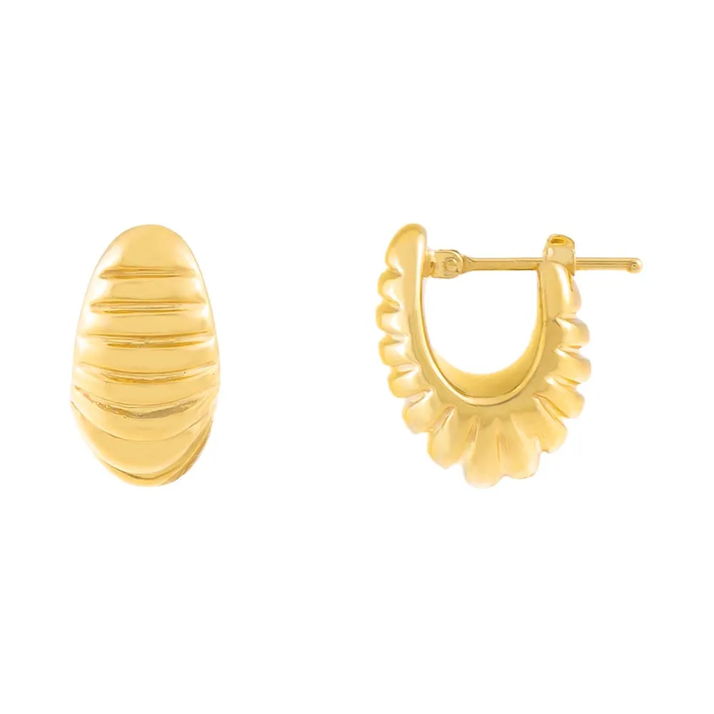 Ribbed Huggie Earring 14K sold by Adina Eden's