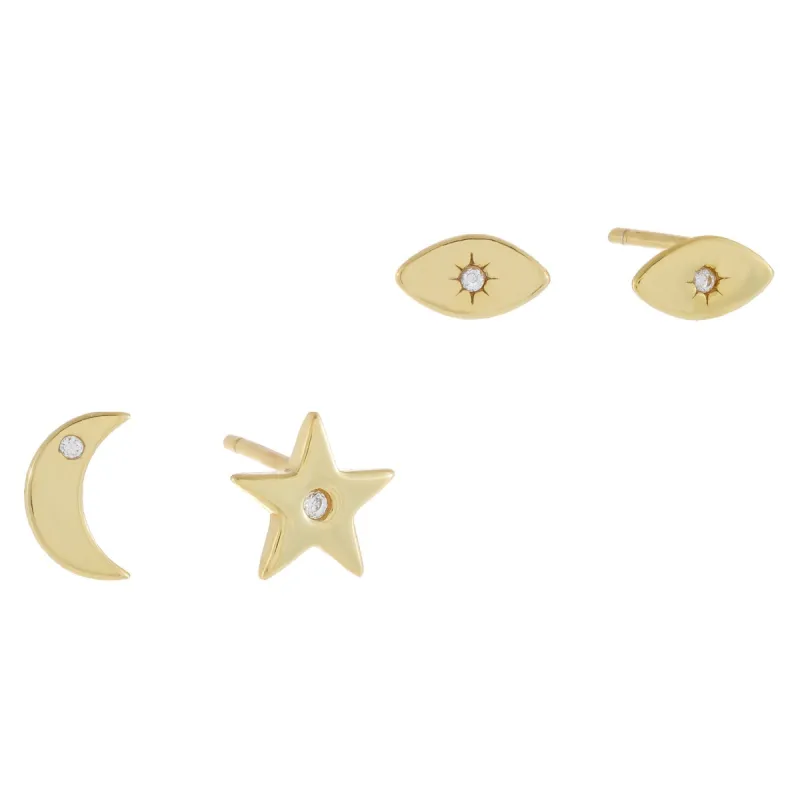 CZ Mismatched Stud Earring Combo Set sold by Adina Eden's