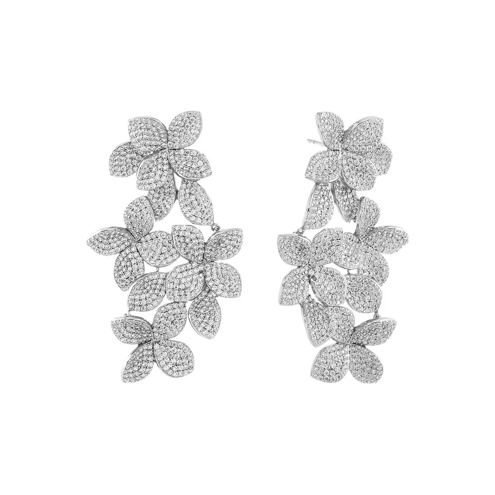 Large Pavé Multi Flower Drop Stud Earring sold by Adina Eden's product image thumbnail 2