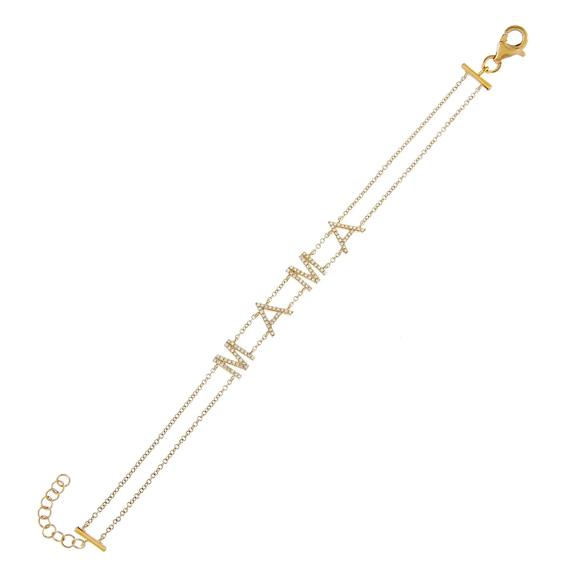 Diamond Mama Double Chain Bracelet 14K sold by Adina Eden's