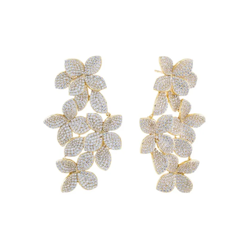 Large Pavé Multi Flower Drop Stud Earring sold by Adina Eden's